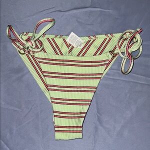 Mint, green and hot pink aerie size small Striped Bikini Bottom with Ties